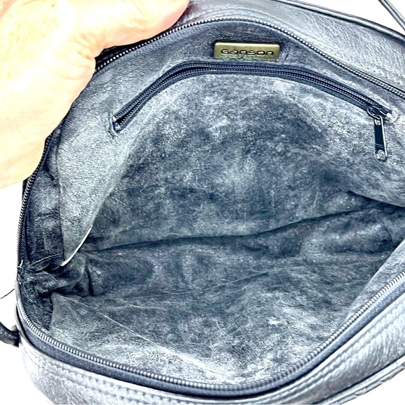 Ganson/Black/ShoulderbagWeave/Double Strap/Zipper Closure/Vintage/Hong Kong - Picture 7 of 15